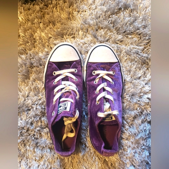 Converse Other - Girls Size 3 Converse All Star Purple Velour Sneakers
